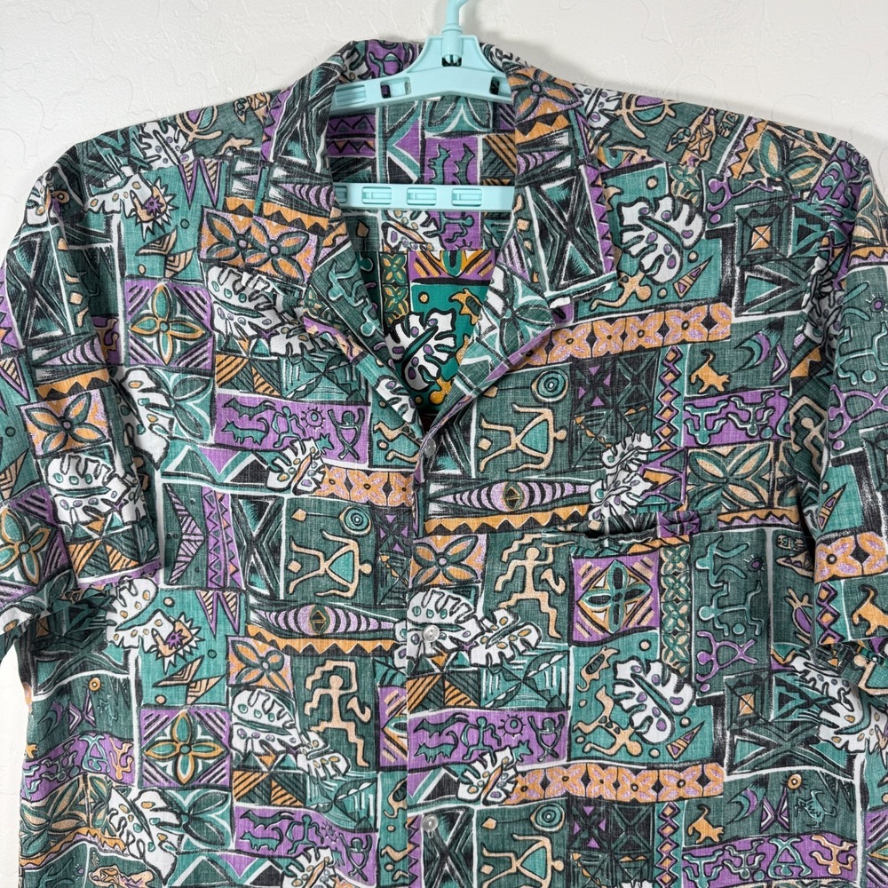 Vintage‎ Royal Creations Shirt Mens 2XL Blue Hawaiian Camp Floral Tiki Tropical